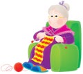 Grandmother knits a scarf
