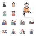 grandmother knitting cartoon icon. Family icons universal set for web and mobile