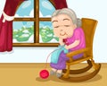 Grandmother knitting vector