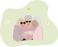 Grandmother and modern technologies. Elderly people and the Internet, social networks. Communication. Modern grandmothers.