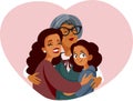 African Granny, Mother and Daughter Hugging with Love