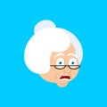 Grandmother OMG scared face avatar. Face grandma Oh my God emoji