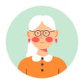 Grandmother portrait in circle, senior lady wearing glasses