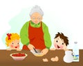 Grandmother preparing cake, cdr vector Royalty Free Stock Photo