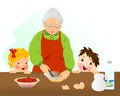 Grandmother preparing cake, cdr vector