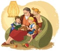 Grandmother reading a book fairy tales for your grandchildren Royalty Free Stock Photo