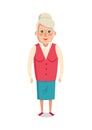 Grandmother in Red Jacket and Blue Skirt Vector