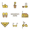 Grandmother's home. Set of flat line icons. Modern design Royalty Free Stock Photo