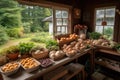 grandmother's vegetable stand, with fresh produce and homemade baked goods