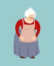 Grandmother sad emoji. Face grandma sorrowful isolated. Old lady