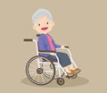 Grandmother sitting on wheelchair Happy smiling grandmother sitting on wheelchair