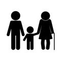 Grandmother son and grandson avatar silhouette style icon vector design