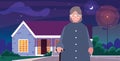 grandmother standing house night scene