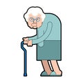 Grandmother with stick isolated. grandma vector illustration Royalty Free Stock Photo