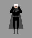 Grandmother superhero isolated. Super Grandma. Superpowers old woman. Cartoon style vector Royalty Free Stock Photo