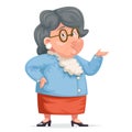 Grandmother talking wise old woman granny character adult icont cartoon design vector illustration