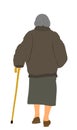 Grandmother walking with stick vector illustration isolated on white background. Old woman active life. Mature people, healthy. Royalty Free Stock Photo