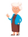 Grandmother waving hand. Cute cartoon character. Happy Grandparent`s day