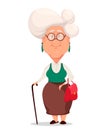 Grandmother wearing eyeglasses. Silver haired grandma.