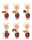 Grandmother wearing eyeglasses. Silver haired grandma, set of nine poses.