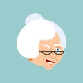 Grandmother winks emotion avatar. Face Grandma merry emoji. Old