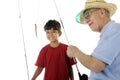 Grandpa Baits the Hook Royalty Free Stock Photo