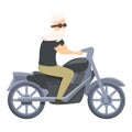 Grandpa biker icon cartoon vector. Senior travel