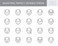 Grandpa emoticons line icons. Vector illustration include icon - mental health, worry, disappointed, confused, outline