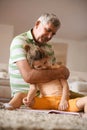 Grandpa with his granddaughter.