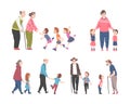 Grandpa and Grandma with GrandSon and Granddaughter Vector Illustration Set Royalty Free Stock Photo
