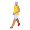 Grandpa outdoor running icon isometric vector. Pensioner workout