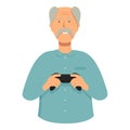 Grandpa play video games icon cartoon vector. Room gamepad Royalty Free Stock Photo