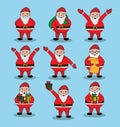 Set of funny cartoon characters Christmas Santa Claus vector illustrations Royalty Free Stock Photo