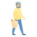 Grandpa shopping icon, cartoon style Royalty Free Stock Photo