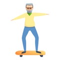 Grandpa on skateboard icon, cartoon style Royalty Free Stock Photo