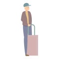 Grandpa travel icon cartoon vector. Senior old man
