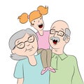 Grandparent with Granddaughter Cartoon