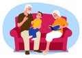 Grandparent and grandson sharing precious moments on the sofa Royalty Free Stock Photo