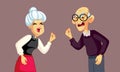 Angry Elderly Couple Fighting with Each other Vector Characters Royalty Free Stock Photo