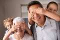 Grandparents are the best. a brother and sister having fun while visiting their grandparents. Royalty Free Stock Photo