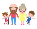 grandparents with children, grandson and granddaughter portrait, Happy grandparents with grandchildren vector illustration Royalty Free Stock Photo