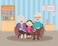 Grandparents and children on sofa Royalty Free Stock Photo