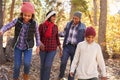 Grandparents With Children Walking Through Fall Woodland Royalty Free Stock Photo