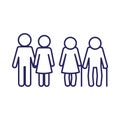 Grandparents and couple avatars line style icon vector design