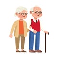 grandparents couple with cane