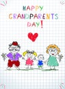 Grandparents day children colorful hand drawn illustration