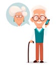 Grandparents day greeting card. Grandfather calling to grandmother.