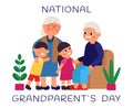 Grandparents day. National grandparent festive, grandchildren celebrating with grandfather and grandmother. Cute family