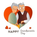 Grandparents Day vector design template. Illustration with grandfather and grandmother. Cute old couple greeting card. Royalty Free Stock Photo
