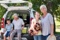 Grandparents going on road trip with grandchildren Royalty Free Stock Photo